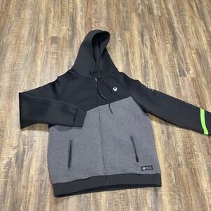 Meta Threads Xbox Zip Up Hoodie Jacket Men's 2XL Black Gray Logo Gamer Gaming